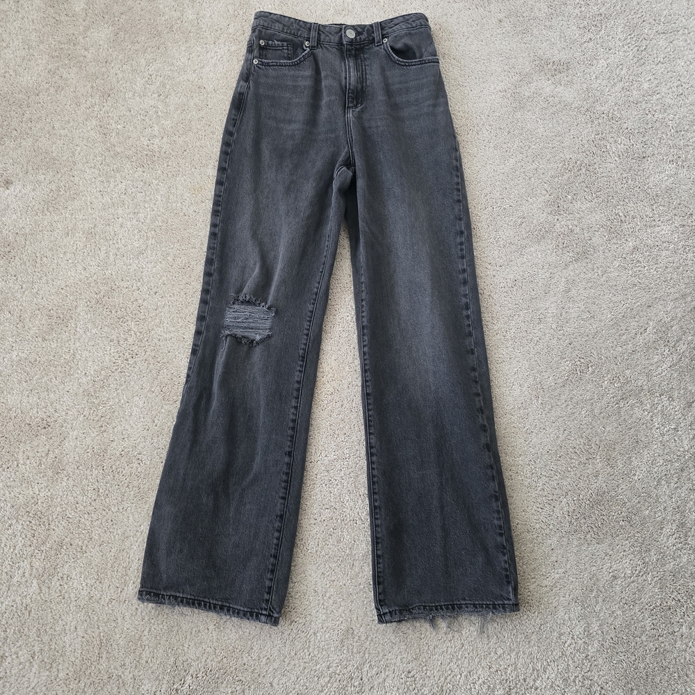 Garage Black High Waisted Wide Leg Ripped Jeans, Size 3